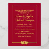 Ruby Red Wedding Folie Invitation RSVP Briefkaart (Voorkant)