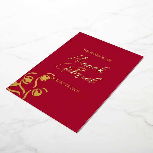 Ruby Red Wedding Folie Uitnodiging (Gedraaid)