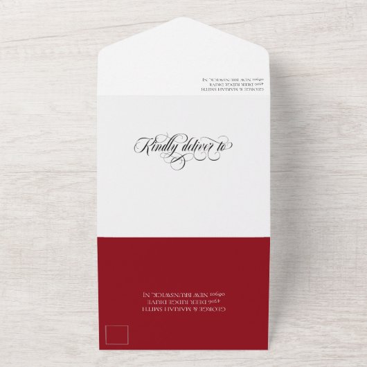 Ruby Red White 40e huwelijksjubileum All In One Uitnodiging (Buitenkant)