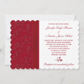 Ruby Red & White Floral Wedding Invitation Kaart (Achterkant)