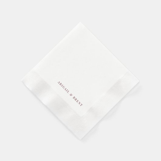 Ruby Red White Personalized Coined Wedding Servet (Hoek)