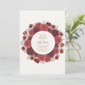 Ruby Red Wild Roos Bridal Shower Uitnodiging (Staand voorkant)