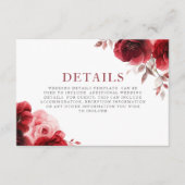 Ruby Red Wine Luxe Radiant Floral Wedding Details Informatiekaartje (Voorkant)
