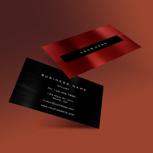 Ruby Red Wine Metallic Black Sommelier Stylist Visitekaartje