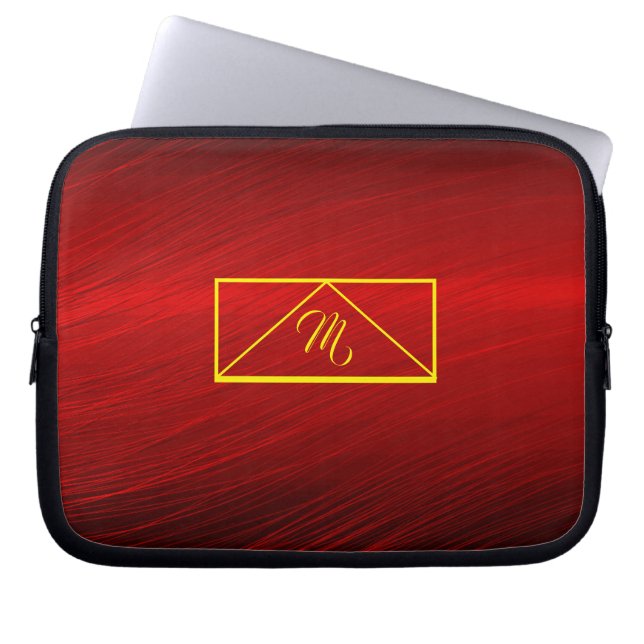 Ruby Red & Yellow Monogram laptop Laptop Sleeve (Voorkant)
