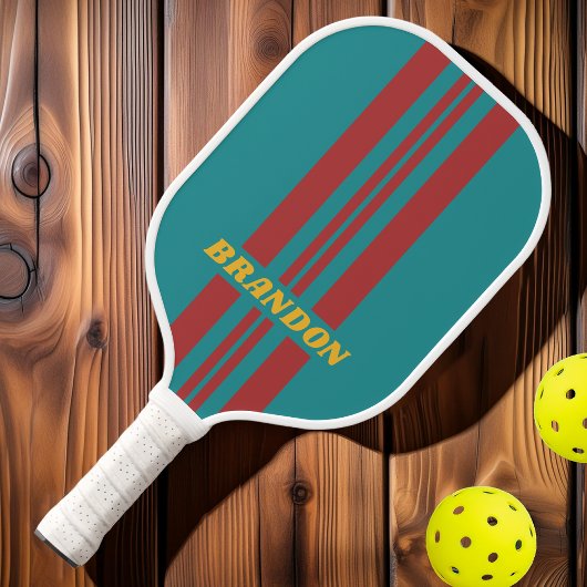 Ruby Reef Rally Strepen met Naam Pickleball Paddle