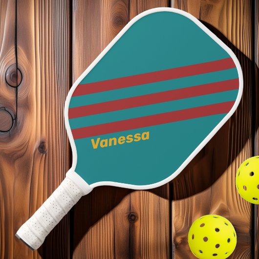 Ruby Reef Strepen met Naam Pickleball Paddle