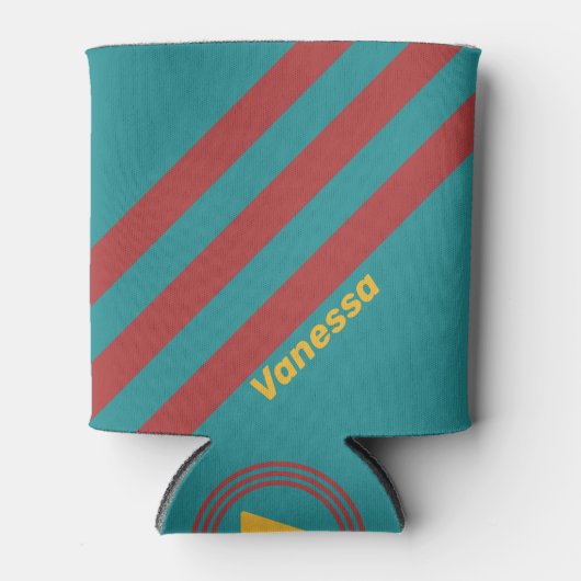 Ruby Reef Stripes met naam Blikjeskoeler (Voorkant)