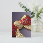 Ruby Rhinestone Bow Briefkaart (Staand voorkant)