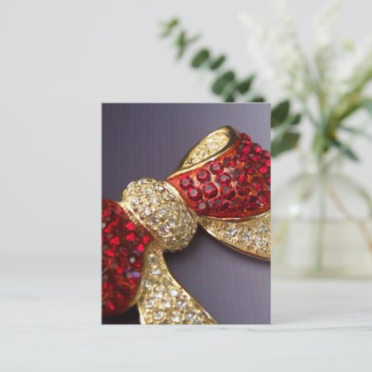 Ruby Rhinestone Bow Briefkaart (Staand voorkant)