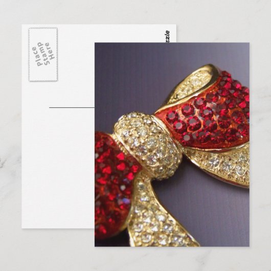 Ruby Rhinestone Bow Briefkaart (Voorkant / Achterkant)