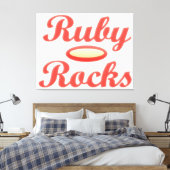 Ruby Rocks ontwerp rode en melloge crème Canvas Afdruk (Insitu (Slaapkamer))