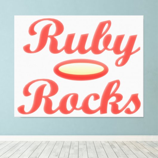 Ruby Rocks ontwerp rode en melloge crème Canvas Afdruk (Insitu (Houten vloer))
