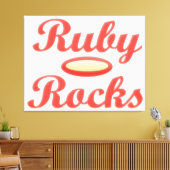 Ruby Rocks ontwerp rode en melloge crème Canvas Afdruk (Insitu (Woonkamer))