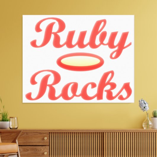 Ruby Rocks ontwerp rode en melloge crème Canvas Afdruk (Insitu (Woonkamer))