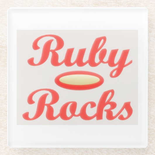 Ruby Rocks ontwerp rode en melloge crème Glazen Onderzetter (Voorkant)
