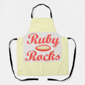 Ruby Rocks ontwerp rode en melloge crème Schort (Voorkant)