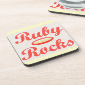 Ruby Rocks ontwerp rode en mellow crème Bier Onderzetter (Linkerzijde)