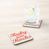 Ruby Rocks ontwerp rode en mellow crème Bier Onderzetter (Rechterzijde)