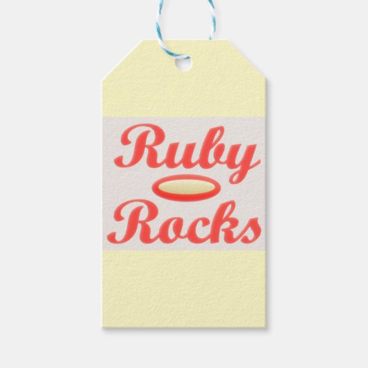 Ruby Rocks ontwerp rode en mellow crème Cadeaulabel (Voorkant)
