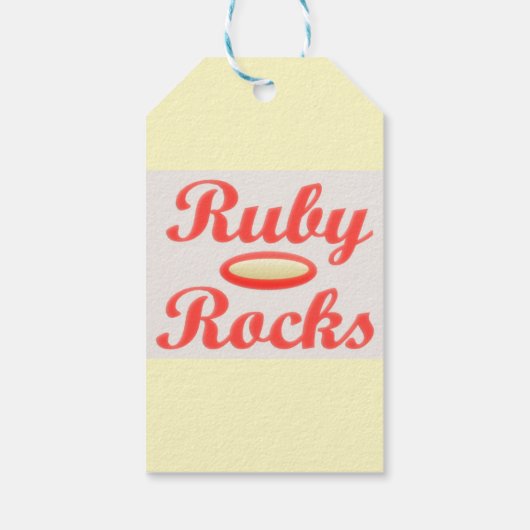 Ruby Rocks ontwerp rode en mellow crème Cadeaulabel (Achterkant)