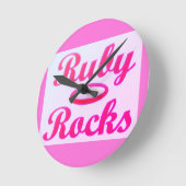 Ruby Rocks-ontwerp SWEET PINK Ronde Klok (Hoek)