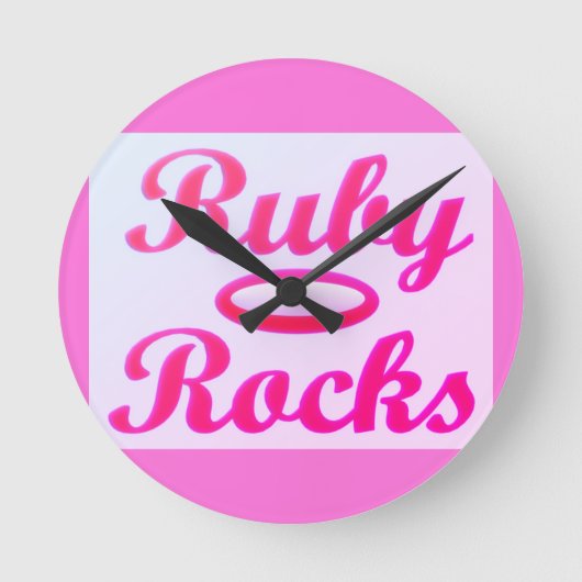 Ruby Rocks-ontwerp SWEET PINK Ronde Klok (Voorkant)