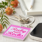 Ruby Rocks-ontwerp SWEET PINK Sleutelhanger (Voorkant Rechts)