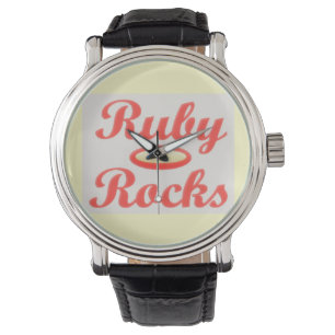 RUBY ROCKS ROOD EN CRÈME CHARMANT POLSHORLOGE HORLOGE