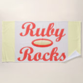 RUBY ROCKS ROOD EN CRÈME handdoek (Voorkant)