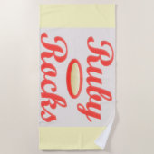 RUBY ROCKS ROOD EN CRÈME handdoek (Voorkant)