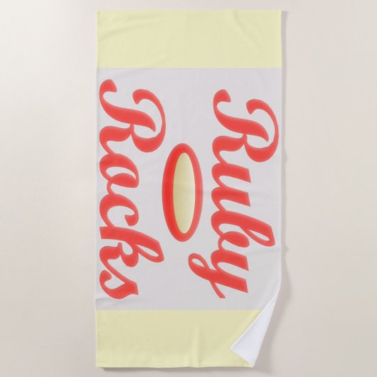 RUBY ROCKS ROOD EN CRÈME handdoek (Voorkant)