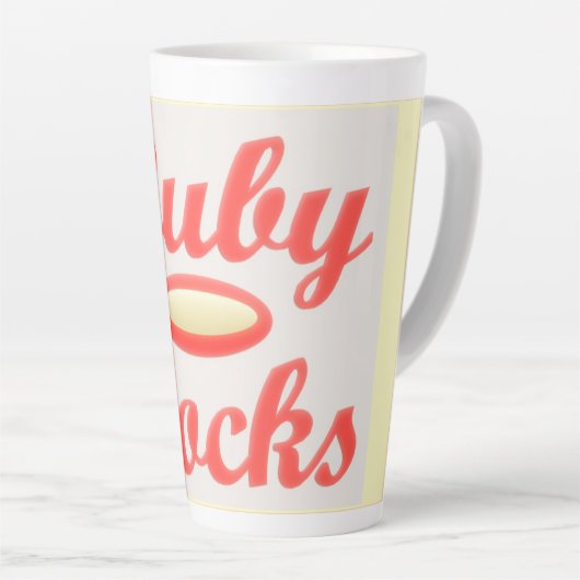 RUBY ROCKS ROOD EN CRÈME KOFFIE MOK GROOT HOOG (Rechterhoek)