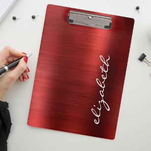 Ruby Rode Geborsteld Metaal Handtekening Schrift Klembord