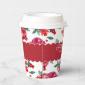 Ruby Rode Granaatappel Botanische Papieren Bekers (Rechts)