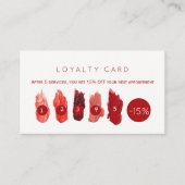 Ruby rode lippenstift stalen schoonheidssalon loya klantenkaartje (Voorkant)