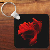Ruby Rode Siamese Vechtvissen Sleutelhanger (Voorkant)
