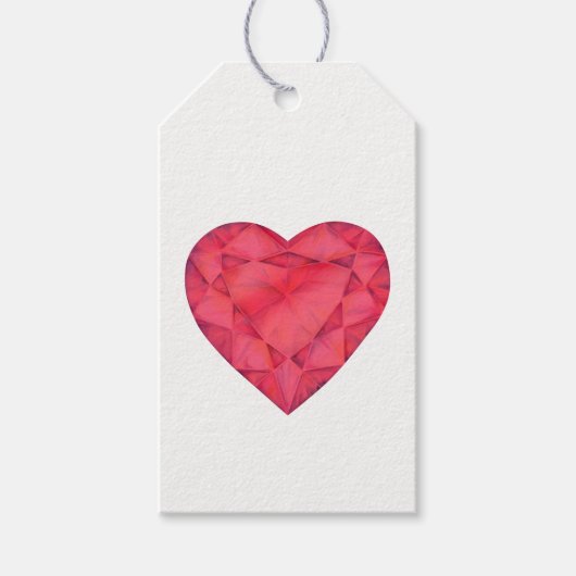 Ruby rode sieraden hart waterverf kunst cadeau lab cadeaulabel (Voorkant)