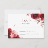 Ruby Rode Wijn Luxe Stralende Bloemen Huwelijk RSVP Kaartje (Voorkant)