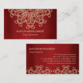 Ruby Rood en Goud  Sunburst Mandala Visitekaartje (Voorkant / Achterkant)