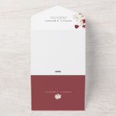 Ruby rood en wit bloemen bruiloft all in one uitnodiging (Buitenkant)