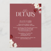 Ruby rood en wit bloemen bruiloft Details Informatiekaartje (Voorkant)