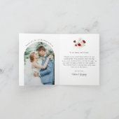 Ruby rood en wit bloemen bruiloft gevouwen bedankkaart (Binnen)