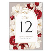 Ruby rood en wit bloemen bruiloft kaart (Voorkant)