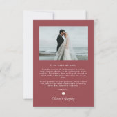 Ruby rood en wit bloemen bruiloft met foto bedankkaart (Achterkant)