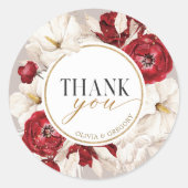 Ruby rood en wit bloemen dank u Sticker (Voorkant)