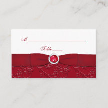 Ruby rood en wit Bloemen Place Card