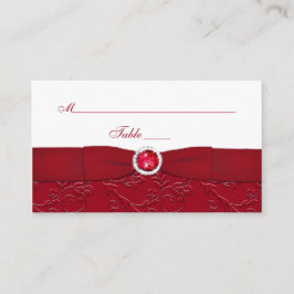 Ruby rood en wit Bloemen Place Card Plaatskaartje