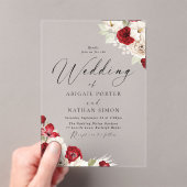 Ruby rood en wit Bloemen Waterverf bruiloft Acryl Uitnodigingen (Insitu (Draagbaar))