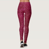 Ruby Rood en Zwart Glitter Hot Pink Sparkles Yoga Leggings (Achterkant)